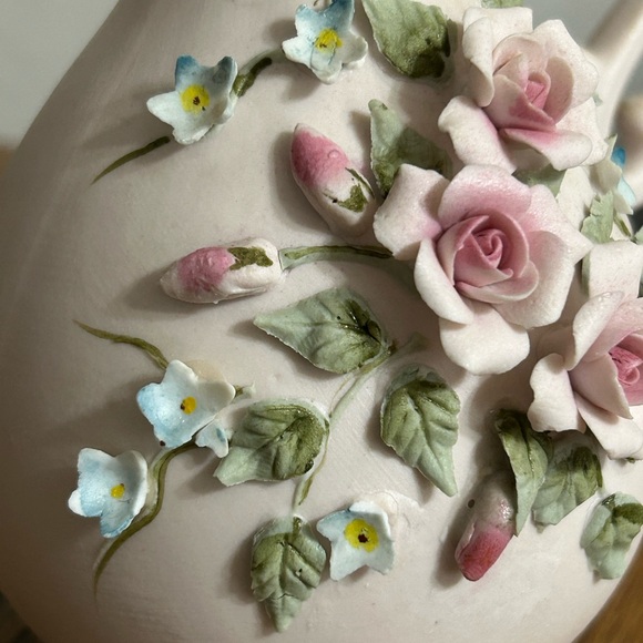 Vintage Lefton China Hand-Painted Flower Bud Vase 1186 and Candy Dish 1779 Set - Picture 4 of 17